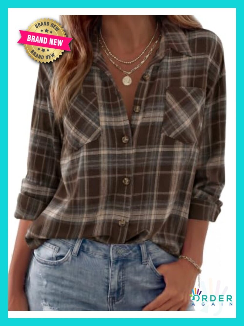 Flannel Shirt Long Sleeve Button Down Plaid Casual Fall Top